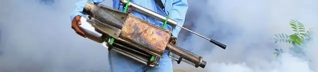 Fumigation technician using a fogger for deep pest treatment in Fresno, CA
